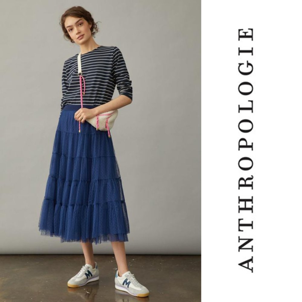 Anthropologie - Tiered Tulle Midi Skirt
